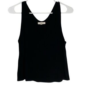 Wasabi & Mint Black Tank Top Womens Size Medium Large V Neck Jersey Knit Basic